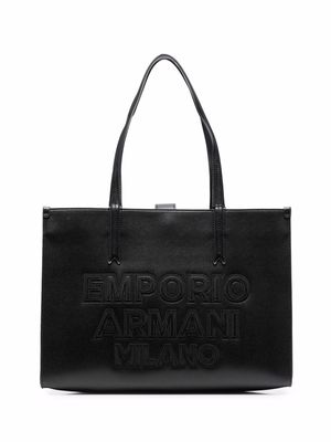 Emporio Armani embossed-logo tote bag - Black