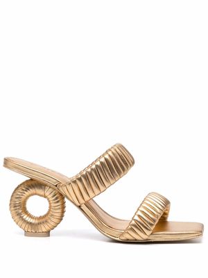 Cult Gaia double-strap leather 80mm mules - Gold