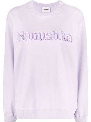 Nanushka logo-embroidered organic-cotton sweatshirt - Purple