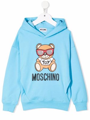 Moschino Kids Toy Bear print hoodie - Blue