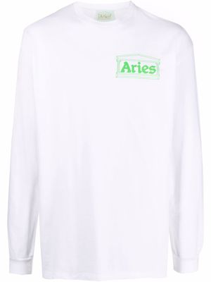 Aries logo-print long-sleeve T-shirt - White