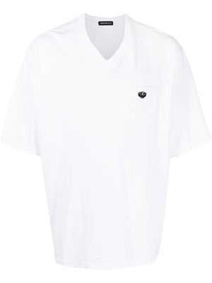 UNDERCOVER logo-embroidered V-neck T-shirt - White