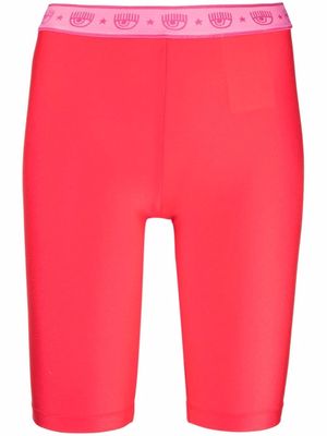 Chiara Ferragni logo-waistband compression cycling shorts - Red