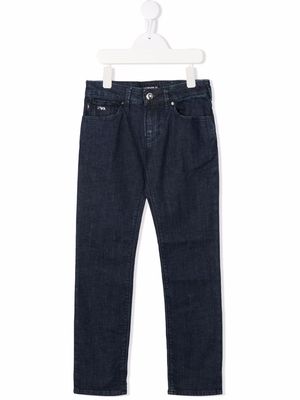 Emporio Armani Kids mid-rise straight-leg trousers - Blue