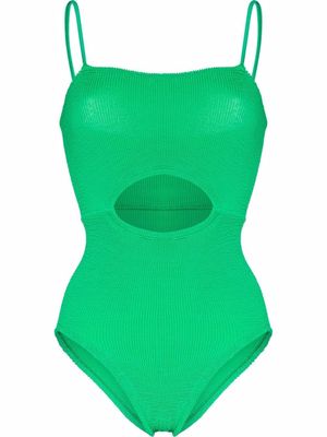 Hunza G Lara cut-out crinkled swimsuit - Green