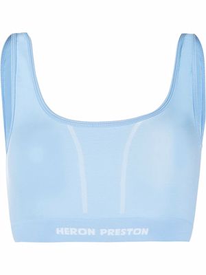 Heron Preston logo-intarsia crop top - Blue