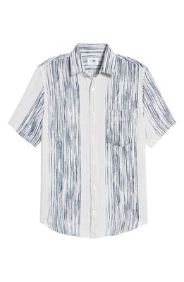 NN07 Jens Stripe Short Sleeve Linen Button-Up Shirt in 701 White Stripe