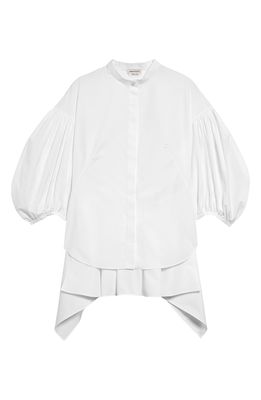 Alexander McQueen Women's Pleated Handkerchief Hem Cotton Shirt in Opticalwhite