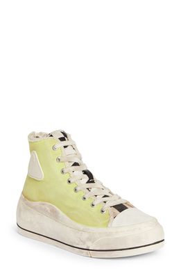 R13 Kurt High Top Platform Sneaker in Yellow/Green Checkerboard