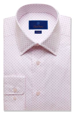 David Donahue Trim Fit Dress Shirt in White/Pink