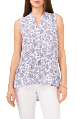 Vince Camuto Floral Sleeveless Blouse in Ultra White