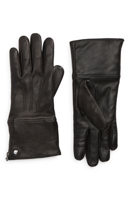 Mackage Willis Genuine Shearling Cuff Leather Tech Gloves in Black