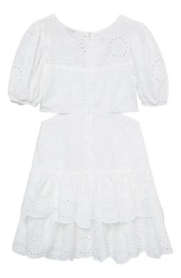Habitual Kids' Cutout Puff Sleeve Tiered Dress in White