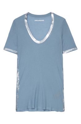Zadig & Voltaire Tino Foil Contrast T-Shirt in Nuage