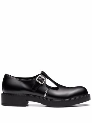 Prada brushed-leather Mary Jane shoes - Black