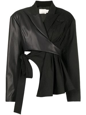 Feng Chen Wang asymmetric side-tie jacket - Black