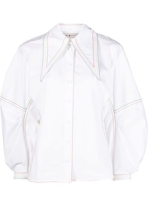 Tory Burch Poplin Bow topstitch-detail blouse - White