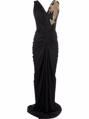 Rhea Costa gem-embellished ruched maxi dress - Black