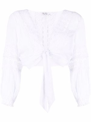 Charo Ruiz Ibiza Vania lace-trim knotted blouse - White
