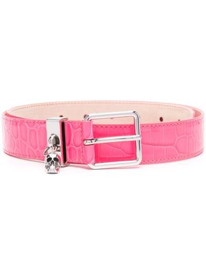 Alexander McQueen croc-effect buckle belt - Pink