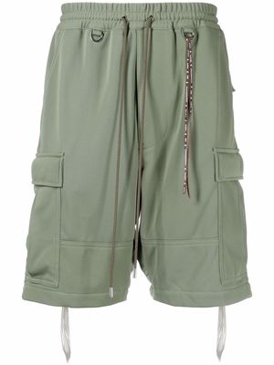 Mastermind Japan draped-strap embroidered side logo shorts - Green