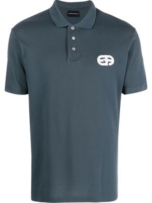 Emporio Armani logo-patch short-sleeve polo shirt - Blue