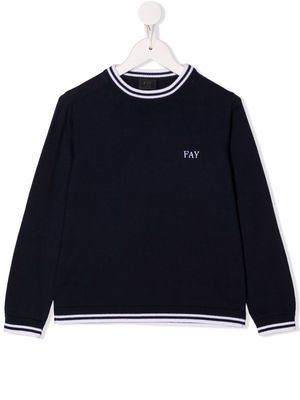 Fay Kids logo-print crew neck sweatshirt - Blue