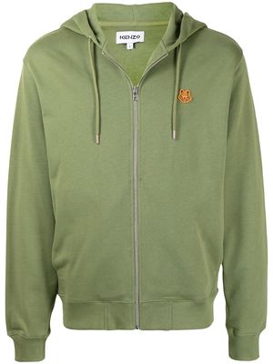 Kenzo tiger motif zip-up hoodie - Green