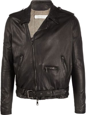 Giorgio Brato brushed-leather biker jacket - Black