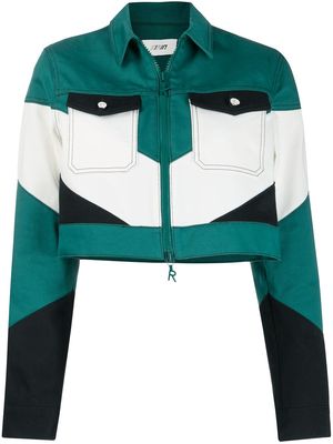 Kirin colour-block cropped jacket - Green