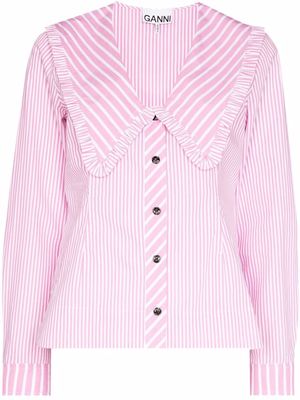 GANNI Peter Pan-collar striped shirt - Pink