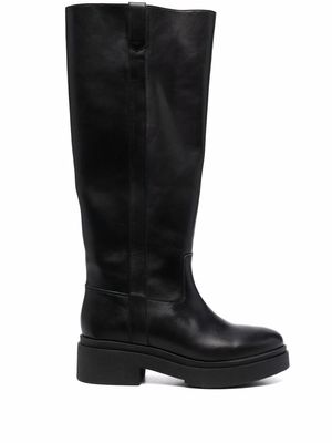 Maje flat leather boots - Black