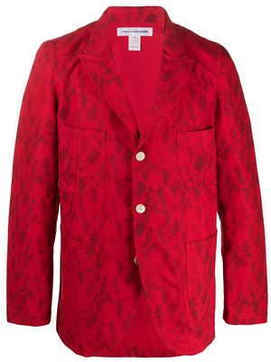 Comme Des Garçons Shirt floral print front slit blazer - Red