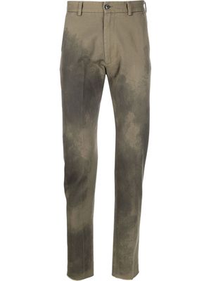 Roberto Cavalli faded-effect tapered-leg chino trousers - Green