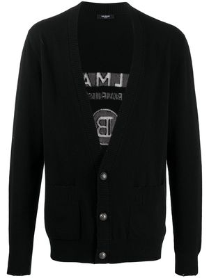 Balmain embroidered logo buttoned cardigan - Black