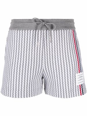 Thom Browne RWB stripe knitted cotton shorts - 055 LT GREY
