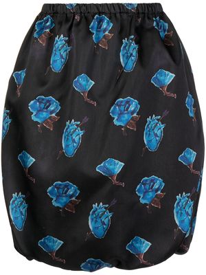 UNDERCOVER flora-print silk skirt - Black