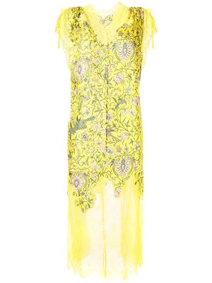 SHIATZY CHEN flowerful V-neck dress - Yellow