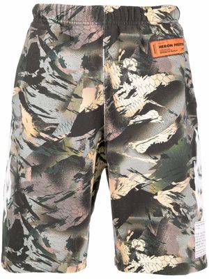 Heron Preston camouflage-print track shorts - Green