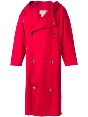 JC de Castelbajac Pre-Owned hooded oversized coat - Red