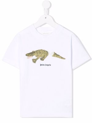 Palm Angels Kids crocodile logo-print T-shirt - White