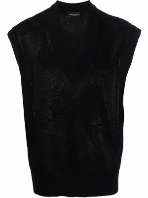 Roberto Collina V-neck cotton-blend vest - Black