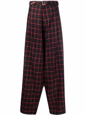 Maison Mihara Yasuhiro check-pattern wide-leg trousers - Red