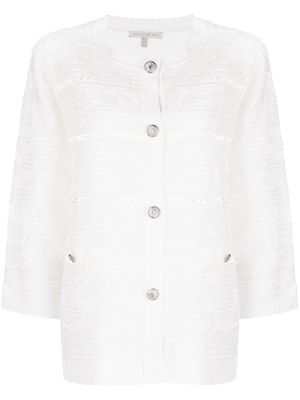 SHIATZY CHEN textured-knit crop-sleeve cardigan - White