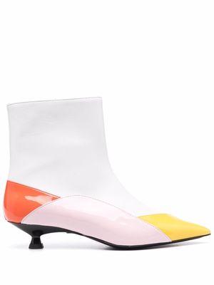 MSGM colour-block ankle boots - White