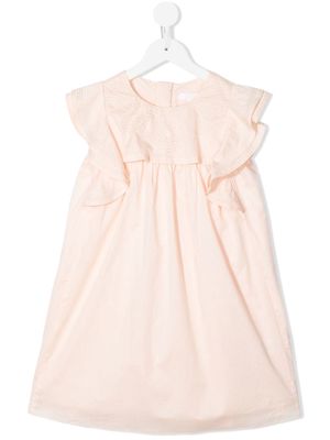 Chloé Kids ruffle-detailed cotton dress - Orange