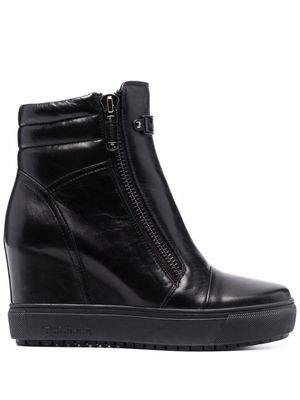 Baldinini leather wedge boots - Black