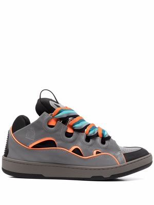 LANVIN Curb leather trainers - Grey
