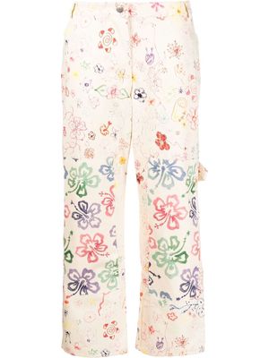 Collina Strada floral-print four-pocket cropped trousers - Neutrals