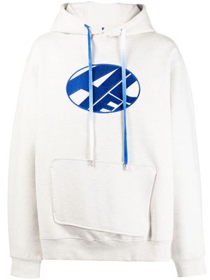 Ader Error logo-print drawstring hoodie - Grey